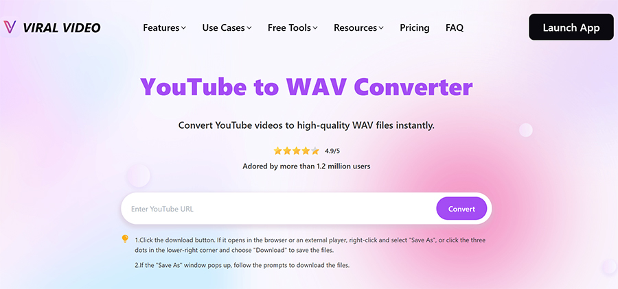 How to use the ViralVideo platform to convert YouTube audio to wav?