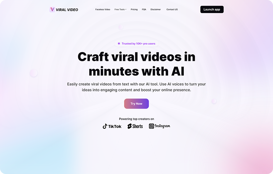 First screen image of VIRALVIDEO official website homepage