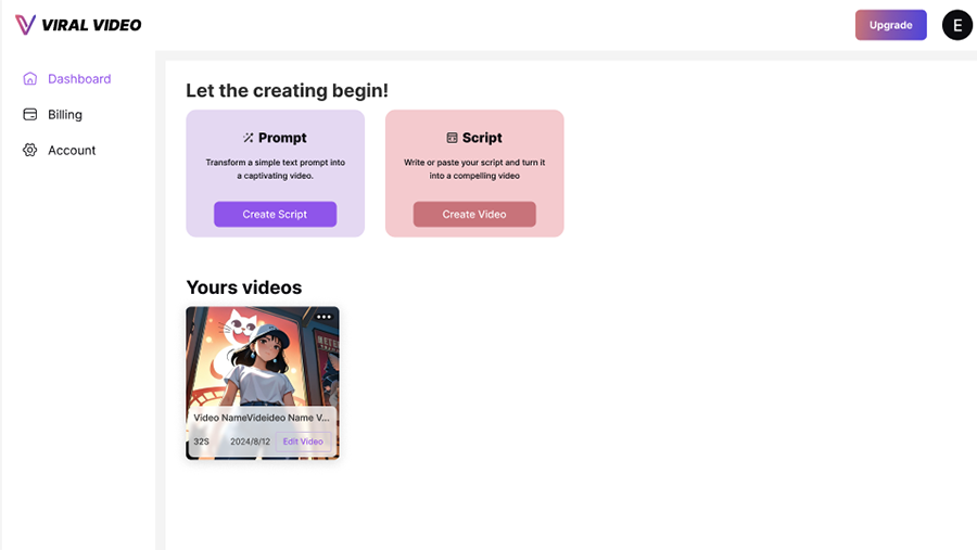 Creating video mode page on the ViralVideo platform